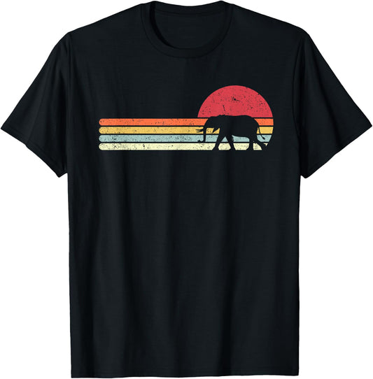 Elephant Shirt. Retro Style T-Shirt - T-Shirt | Black