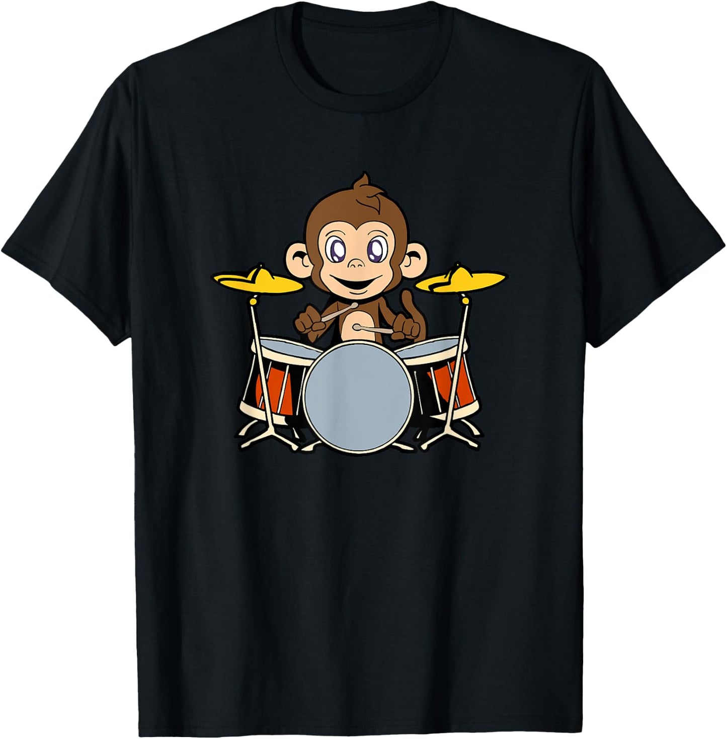 Cartoon monkey playing drums T-Shirt - T-Shirt | Black