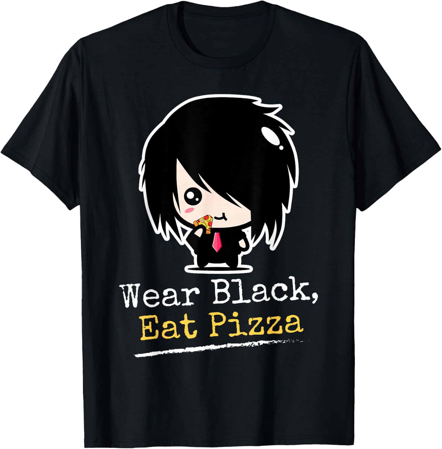 Wear Black Eat Pizza | Emo Clothes for Boys | Funny Emo T-Shirt - T-Shirt | Black