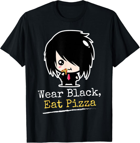 Wear Black Eat Pizza | Emo Clothes for Boys | Funny Emo T-Shirt - T-Shirt | Black