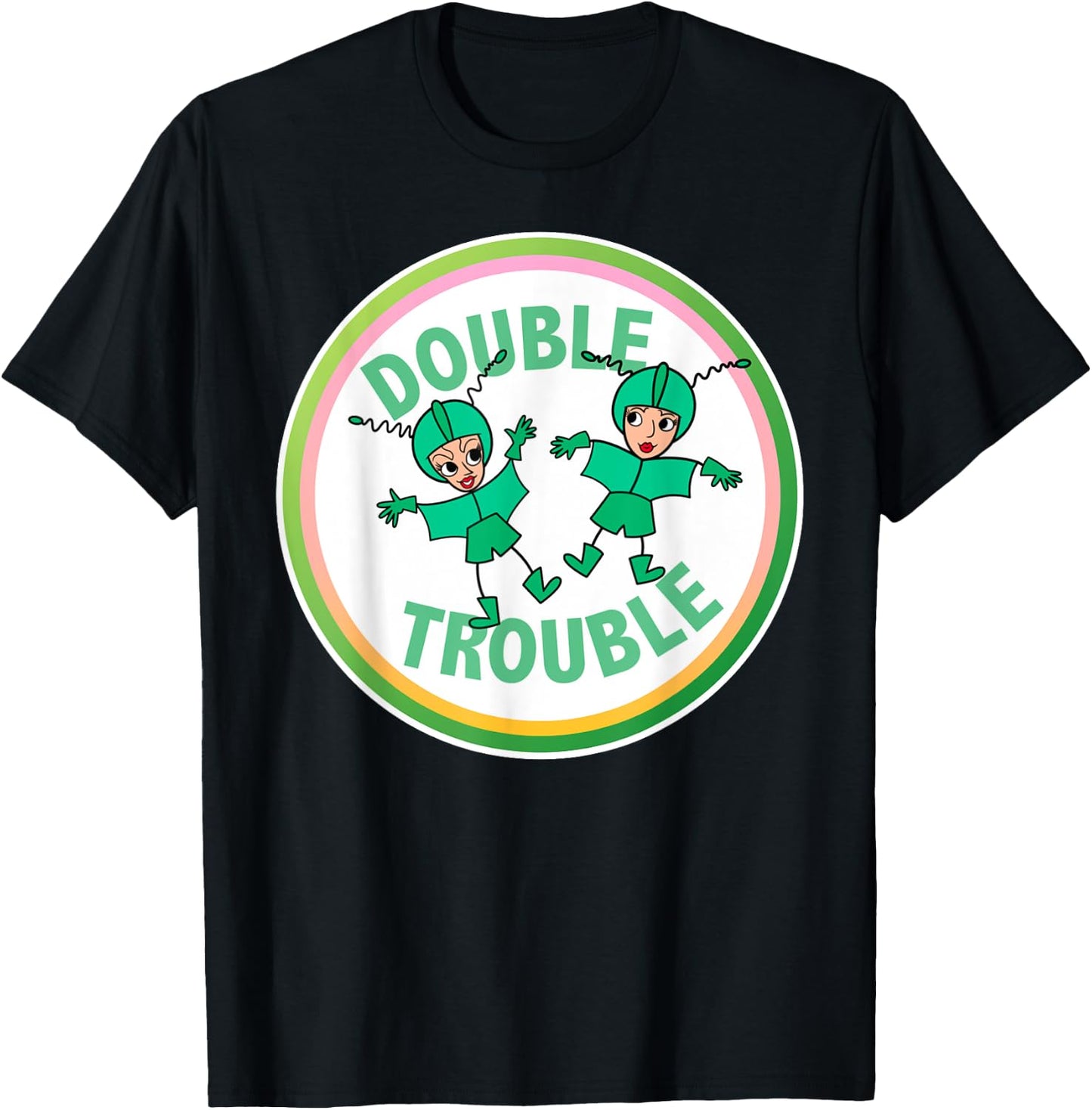 Classic TV Shirts Women's Lucy and Ethel in Trouble Black Cartoon Modern Small T-Shirt - T-Shirt | Black