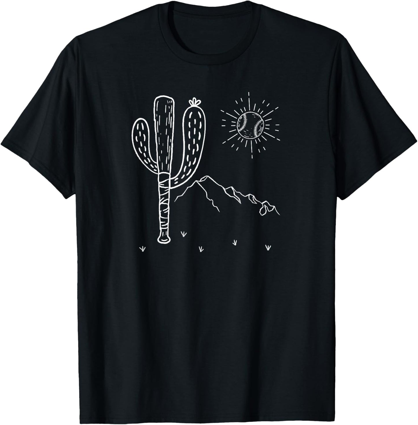 Cactus Baseball Bat Image for America's Pastime Fan T-Shirt - T-Shirt | Black