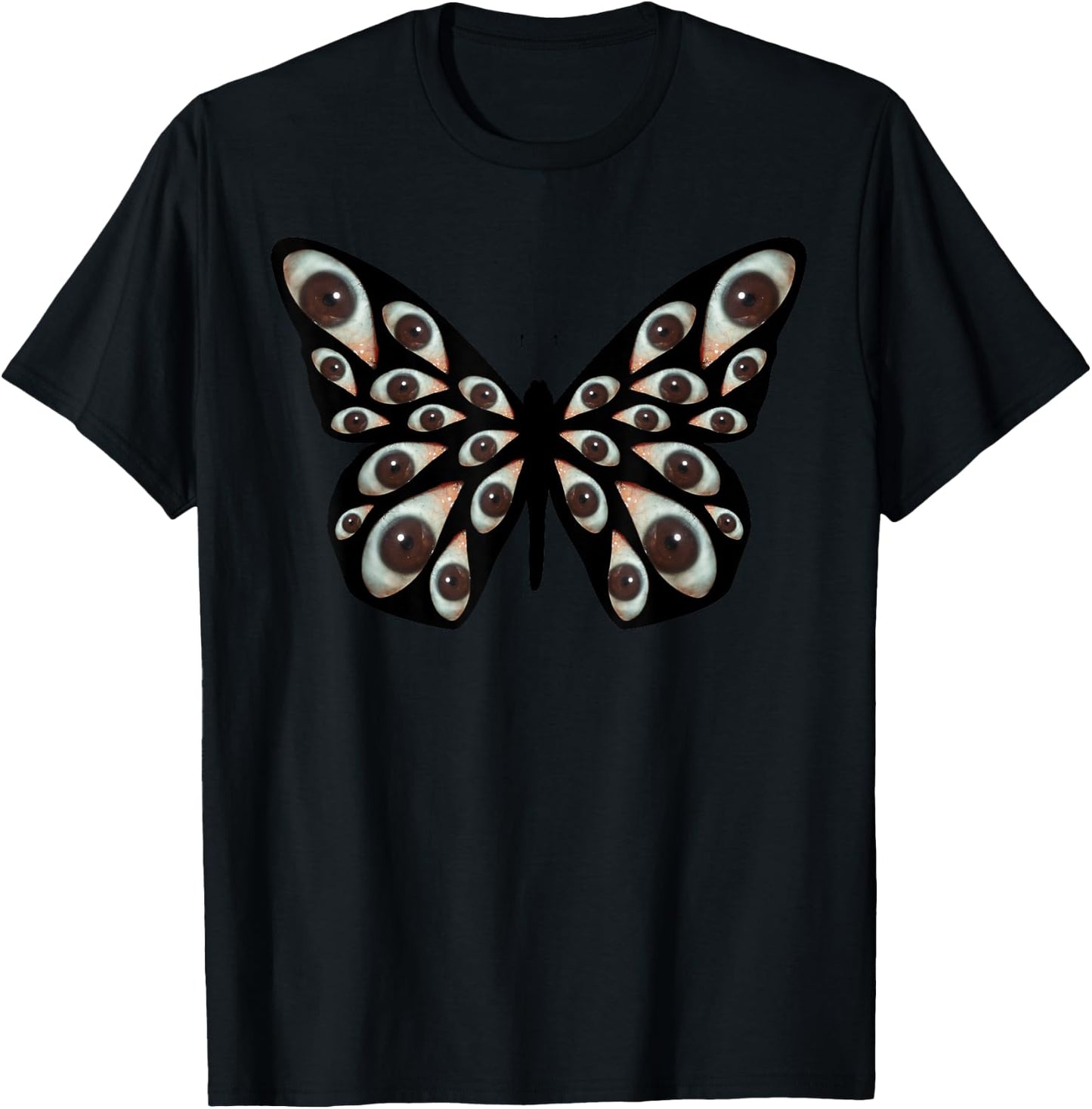 Weirdcore Aesthetic Black Butterfly Wings Eye Oddcore T-Shirt - T-Shirt | Black