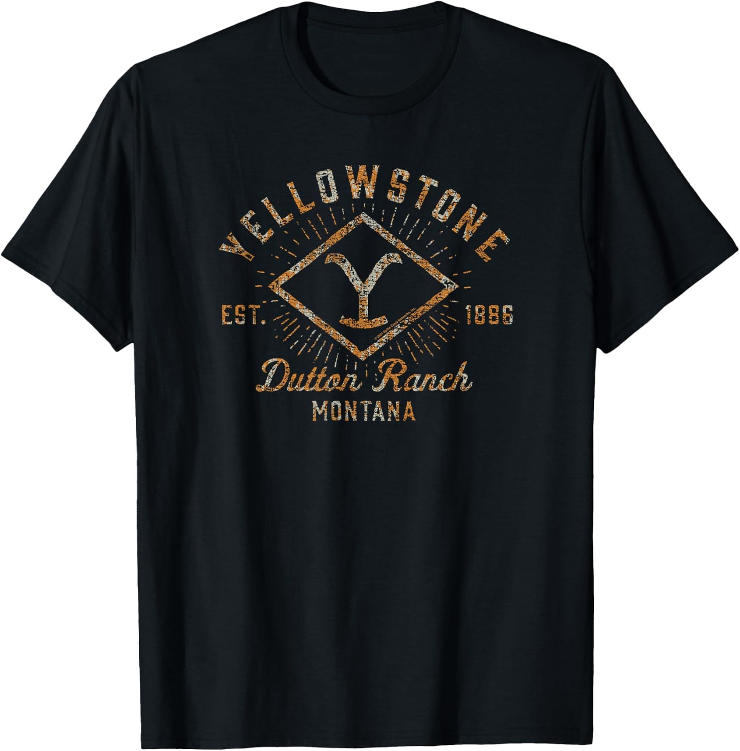 Yellowstone Sunburst Logo Dutton Ranch Small T-Shirt - T-Shirt | Black