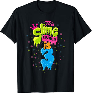Slime Queen 3rd Birthday Slime Shirt 3 T-Shirt - T-Shirt | Black