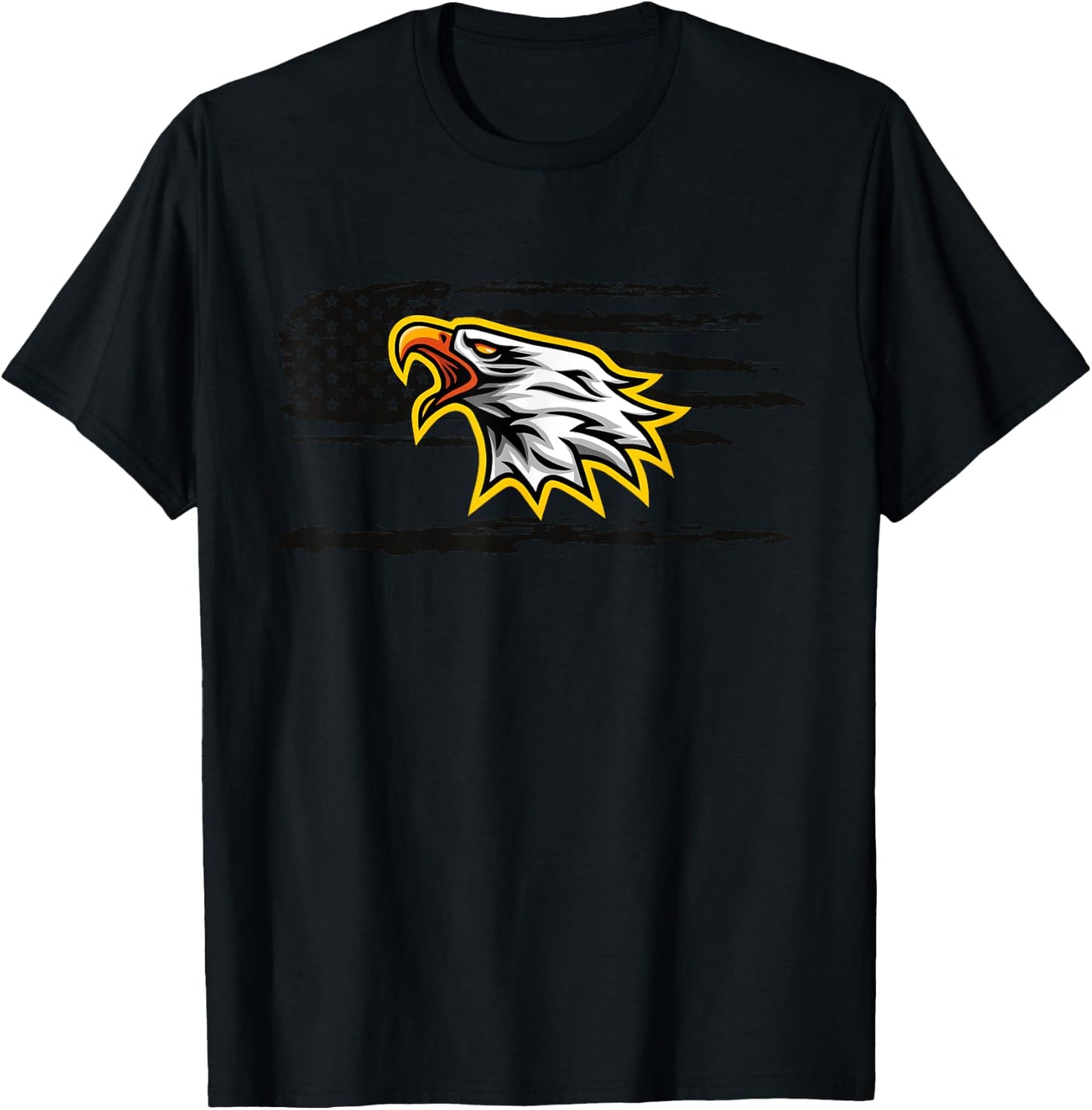 Usa Flag with Screaming Eagle T-Shirt - T-Shirt | Black