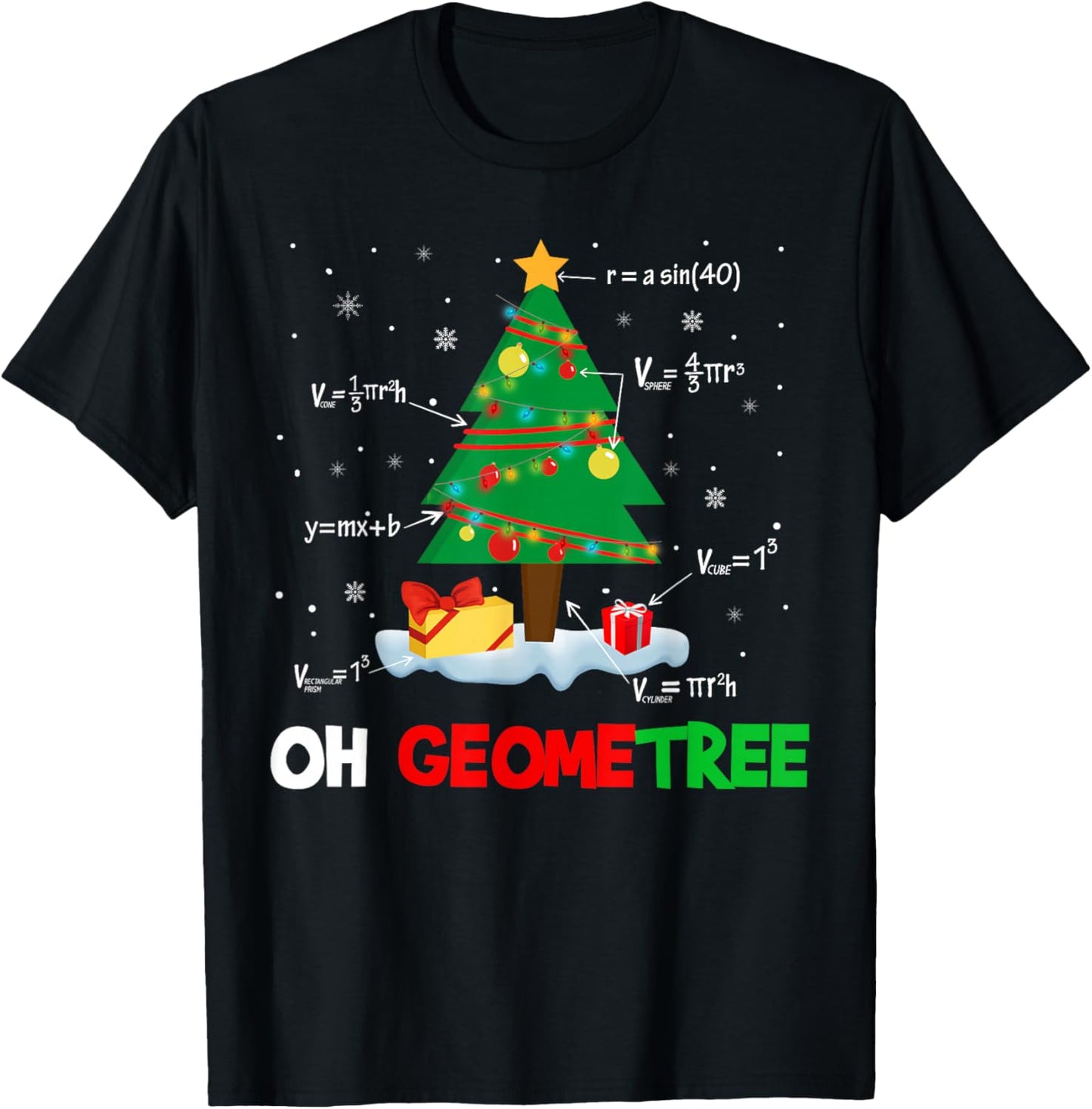 Oh Geometree Funny Christmas Tree Geometry Math Teacher Gift T-Shirt - T-Shirt | Black
