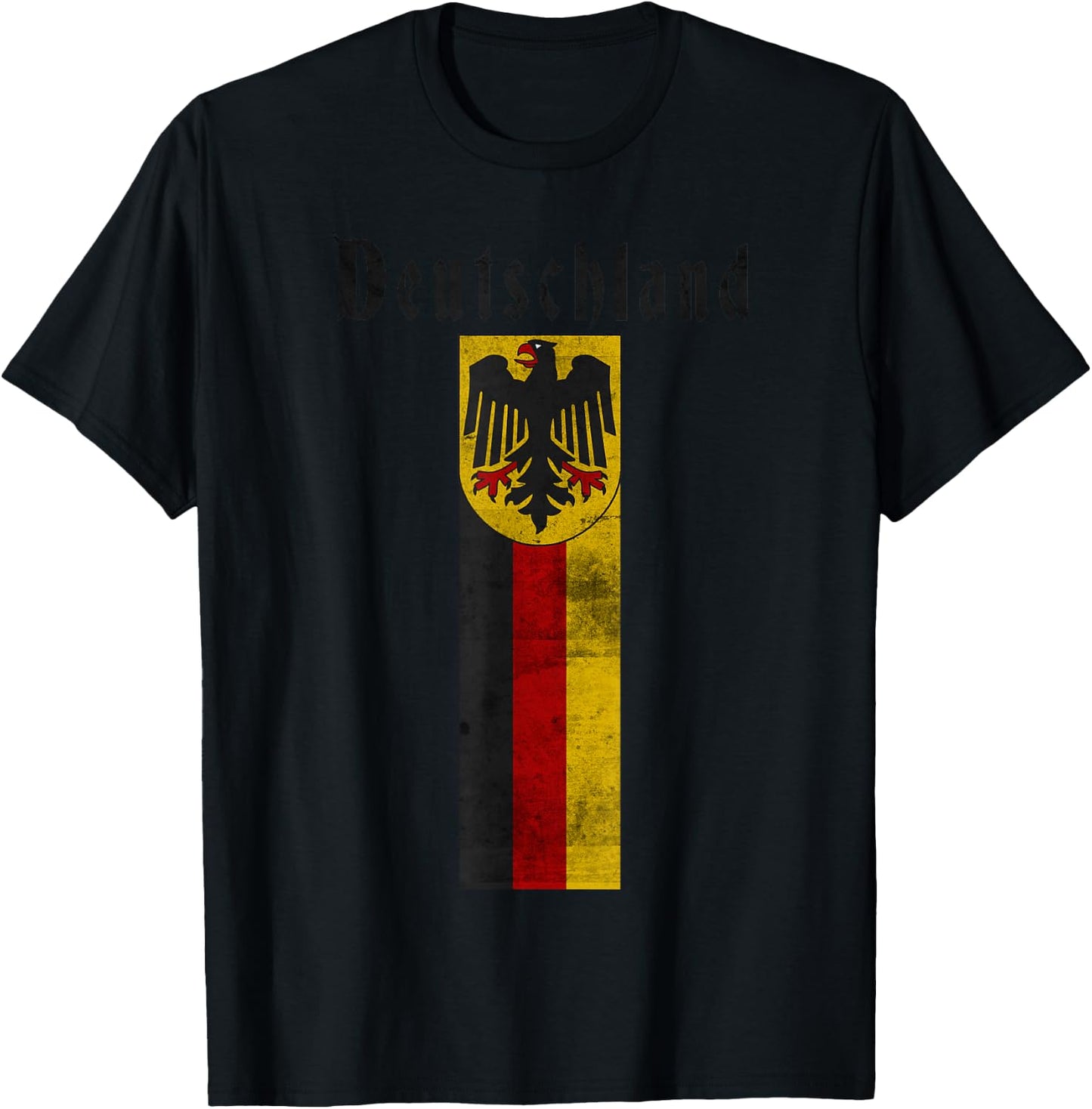 Deutschland German Vintage Flag Banner Coat of Arms Eagle T-Shirt - T-Shirt | Black