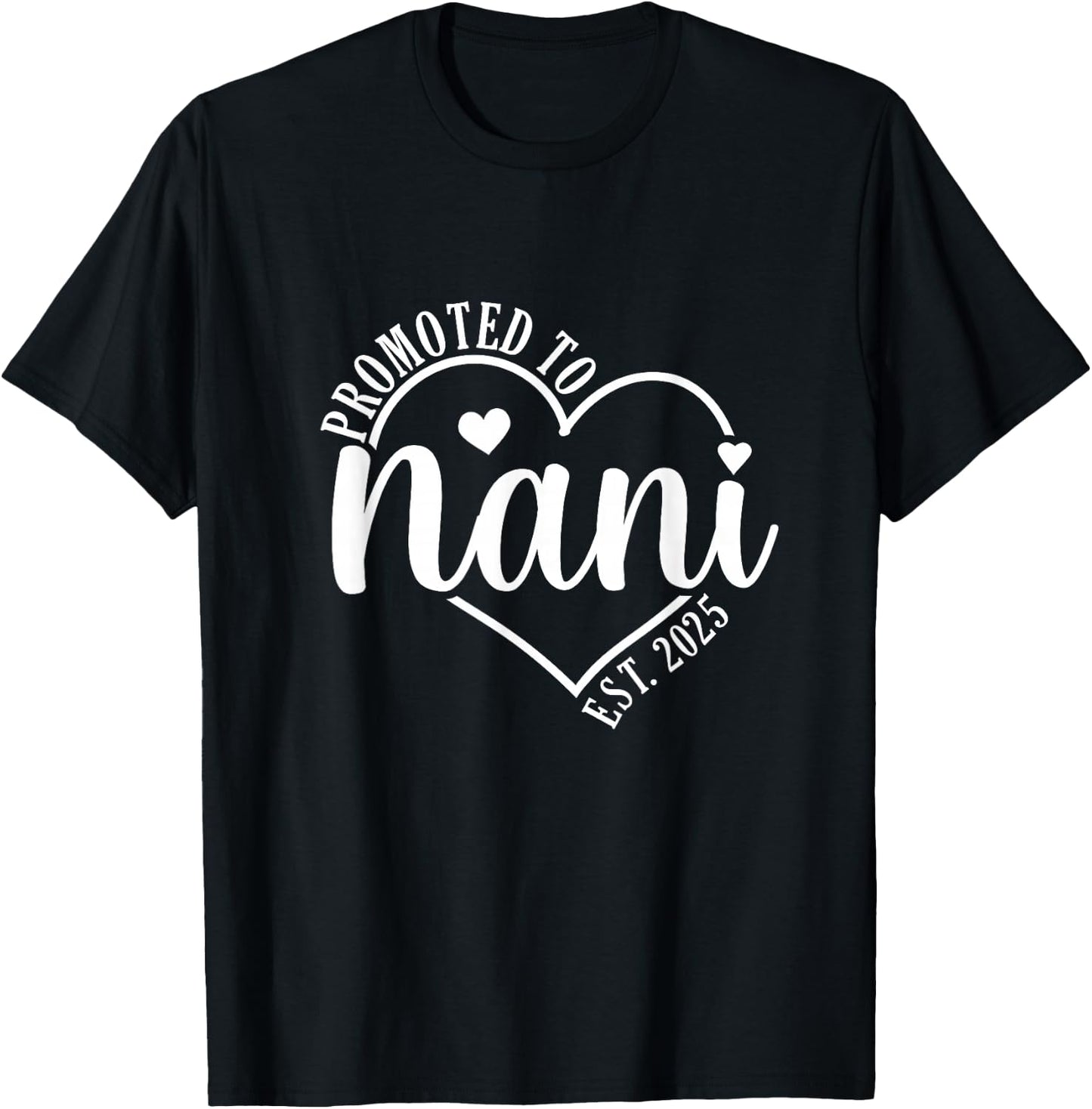 Promoted To Nani Est 2025 New Grandparents Baby Announcement T-Shirt - T-Shirt | Black