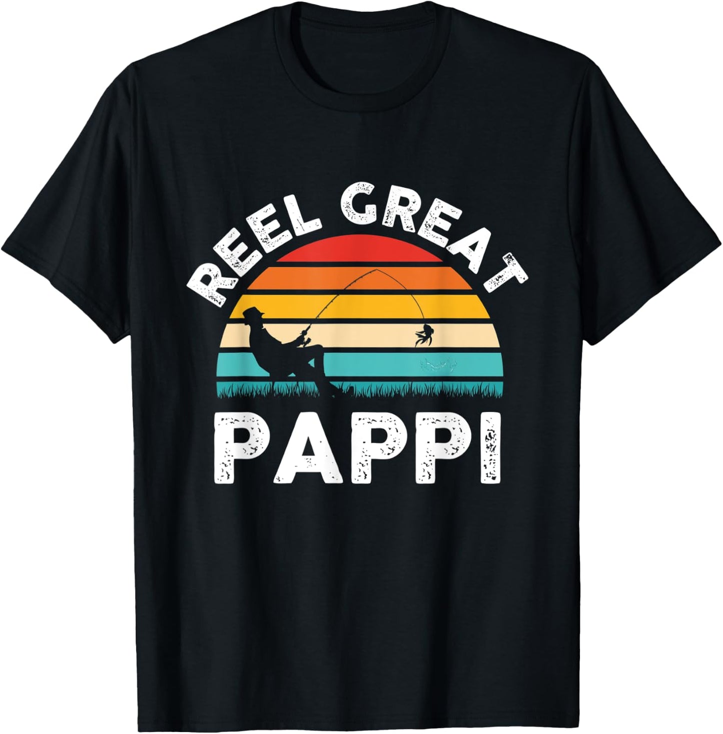 Fishermen Reel Great Pappi Vintage Fishing Father’s Day T-Shirt - T-Shirt | Black