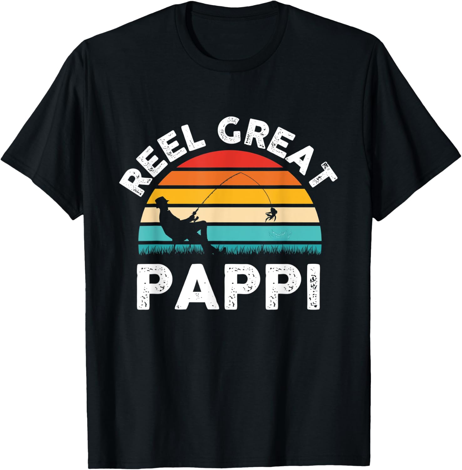 Fishermen Reel Great Pappi Vintage Fishing Father’s Day T-Shirt - T-Shirt | Black