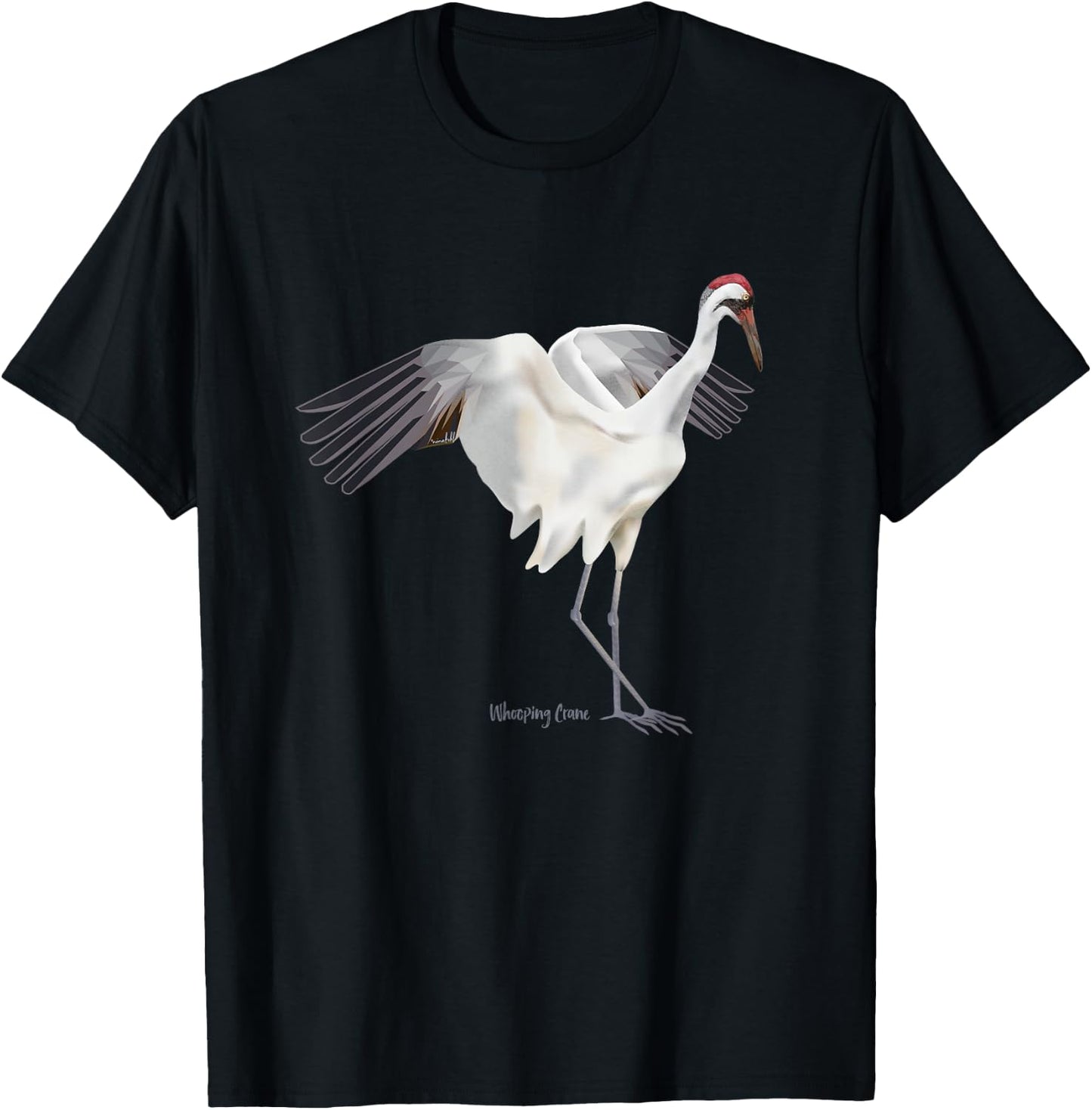 Whooping Crane Graphic Wildlife Bird Watching T-Shirt - T-Shirt | Black