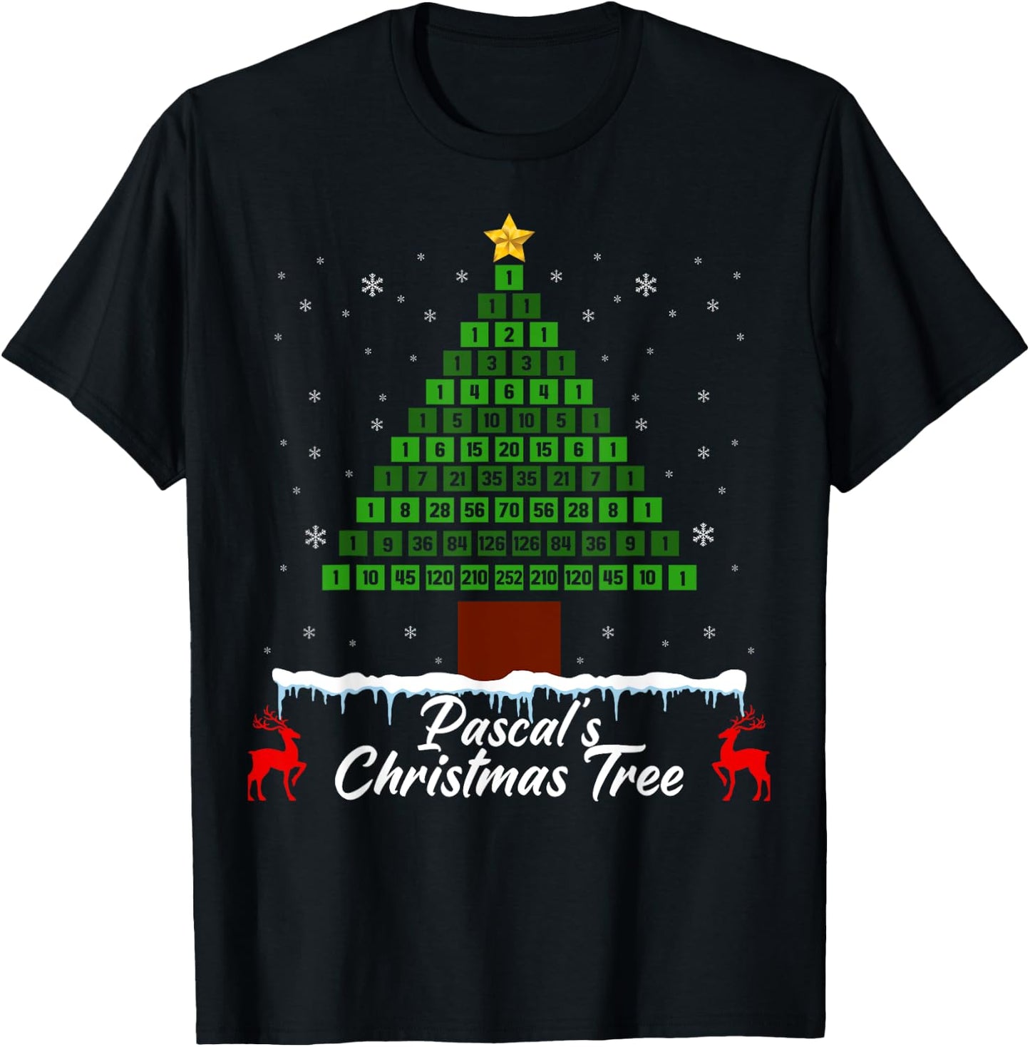 Pascal's Christmas Tree - Fun Math Ugly Xmas Sweater T-Shirt - T-Shirt | Black