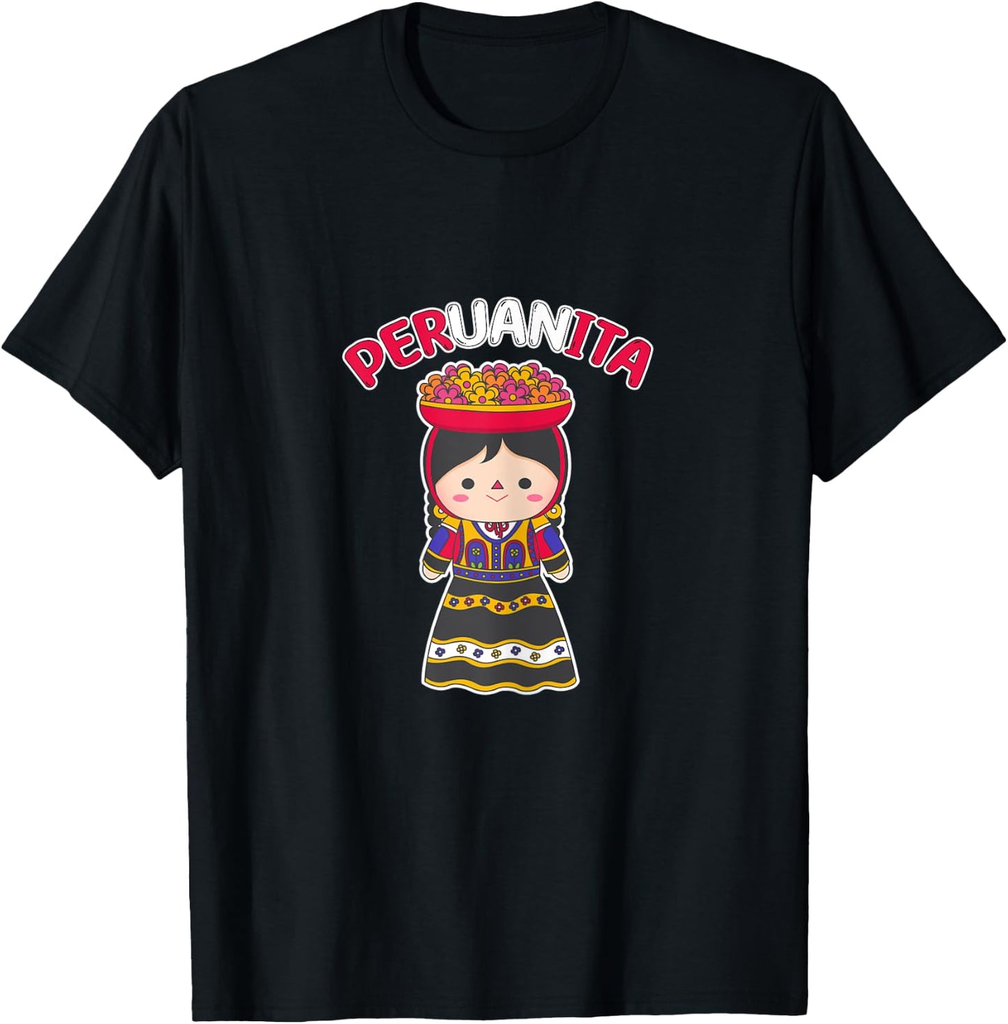 Peruanita. Cute Peruvian T-Shirt - T-Shirt | Black