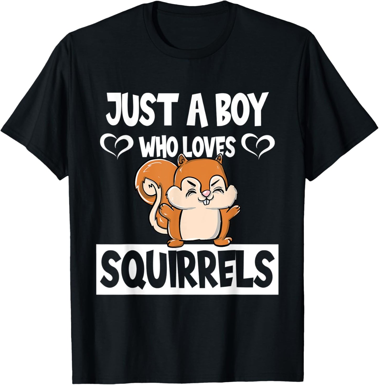 Just A Boy Who Loves Squirrels Animal Lover Enthusiast Gift T-Shirt - T-Shirt | Black