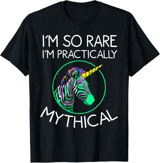 Funny I'm So Rare I'm Mythical | Cool Zebra Unicorn Fan Gift T-Shirt - T-Shirt | Black