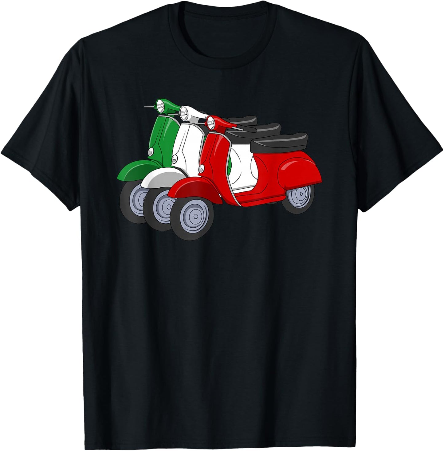 Italy Scooter Moped Flag Italian Flag T-Shirt - T-Shirt | Black