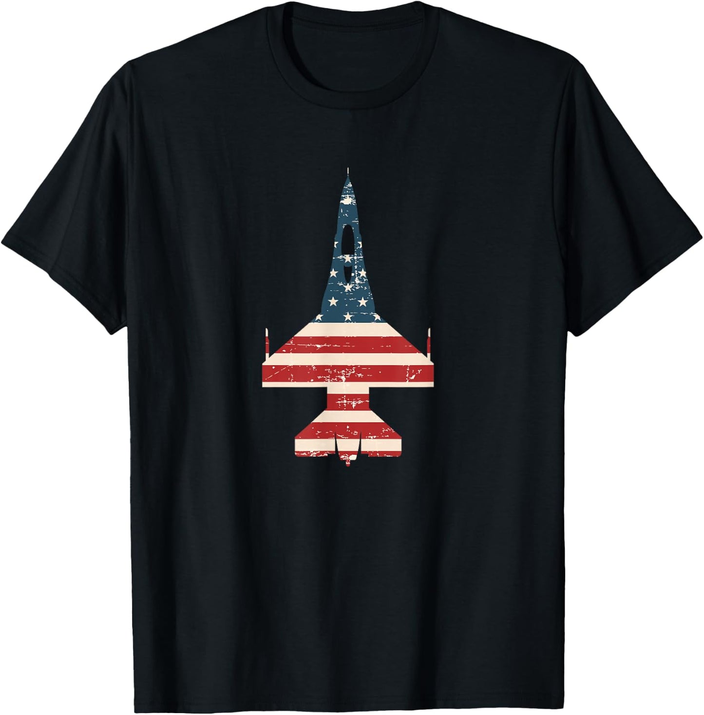 Patriotic F-16 American Flag silhouette novelty T-Shirt - T-Shirt | Black