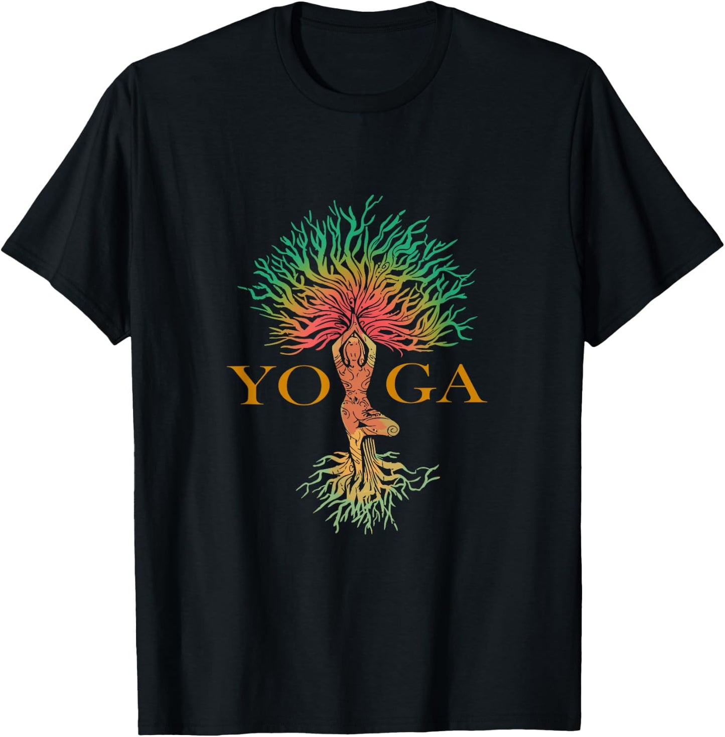 Tree of Life with Woman Yoga Chakra Haka Yoga T-Shirt - T-Shirt | Black