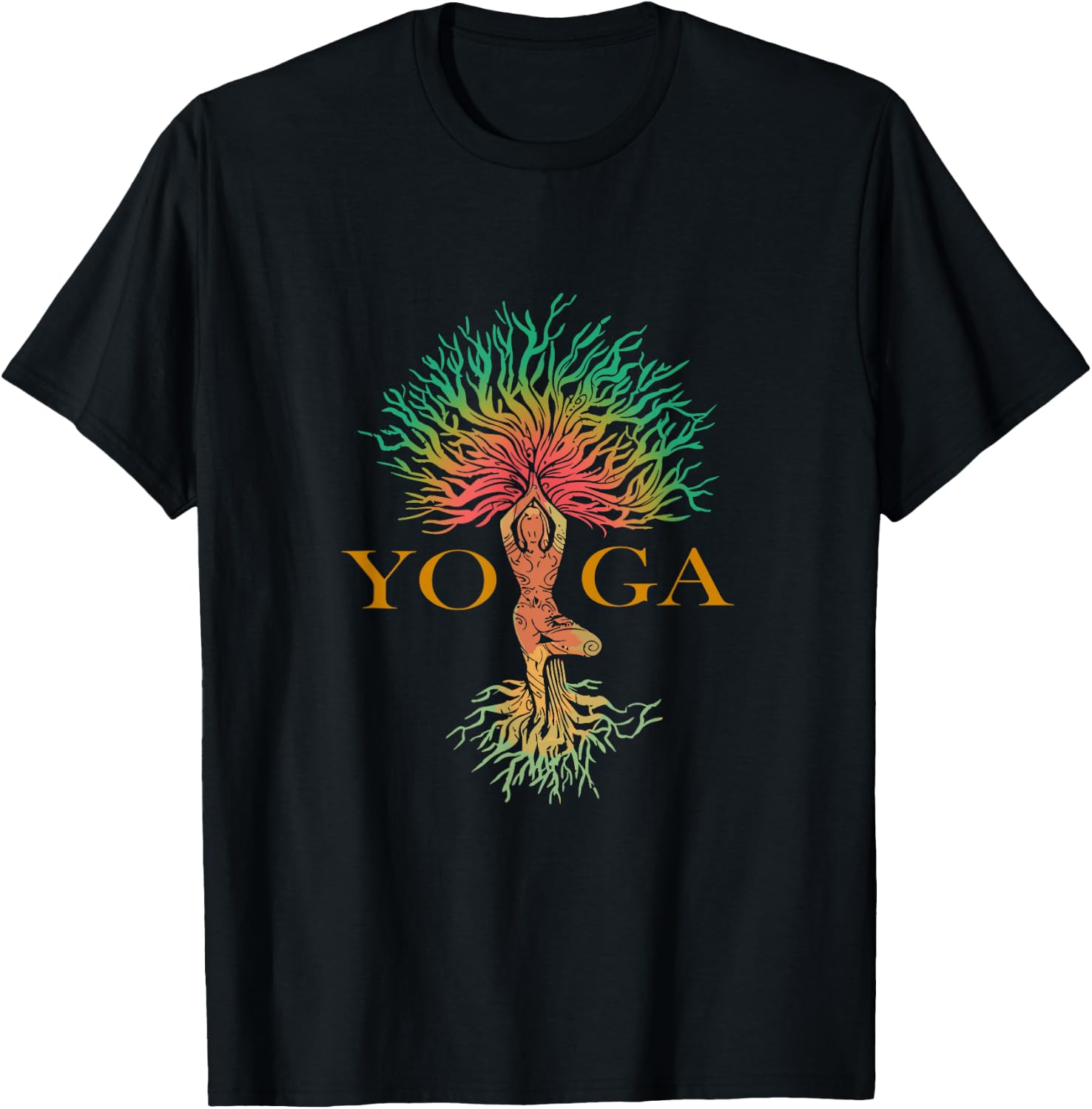 Tree of Life with Woman Yoga Chakra Haka Yoga T-Shirt - T-Shirt | Black