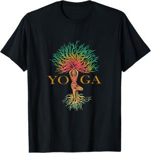 Tree of Life with Woman Yoga Chakra Haka Yoga T-Shirt - T-Shirt | Black