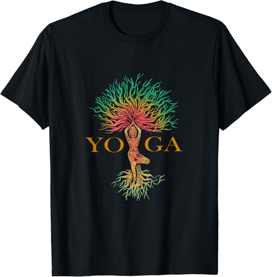 Tree of Life with Woman Yoga Chakra Haka Yoga T-Shirt - T-Shirt | Black