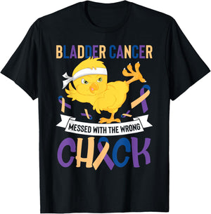 Bladder Cancer Messed With The Wrong Chick Warriors Fighters T-Shirt - T-Shirt | Black