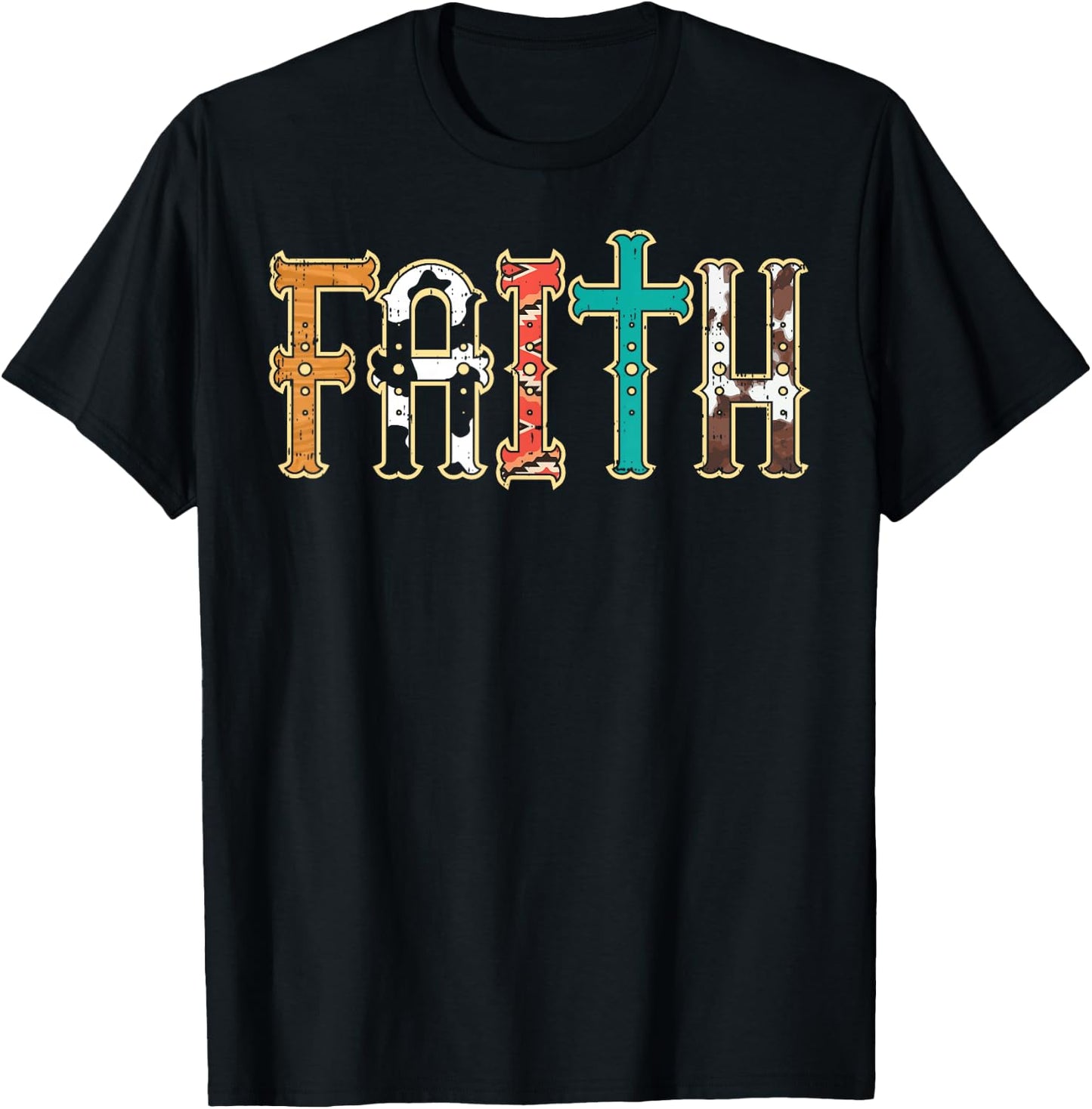 Faith Patterns God Jesus Religious Christian Men Women Kids T-Shirt - T-Shirt | Black