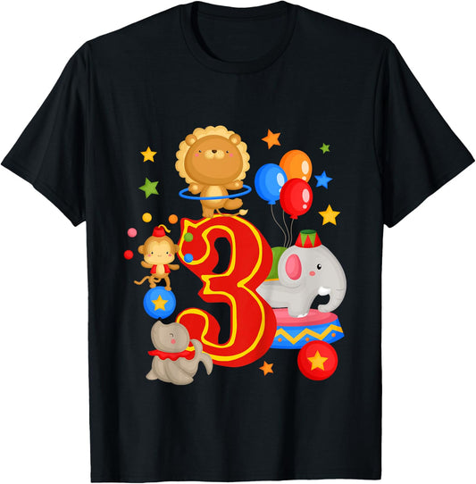 Circus Birthday 3rd Birthday Carnival 3 Years Old T-Shirt - T-Shirt | Black
