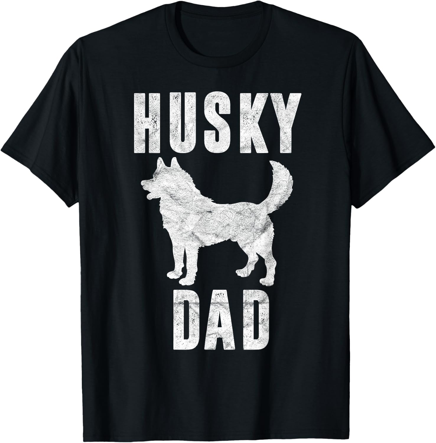 Vintage Husky Dad Gift Dog Daddy Siberian Huskies Father T-Shirt - T-Shirt | Black