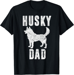 Vintage Husky Dad Gift Dog Daddy Siberian Huskies Father T-Shirt - T-Shirt | Black