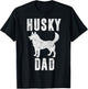 Vintage Husky Dad Gift Dog Daddy Siberian Huskies Father T-Shirt - T-Shirt | Black