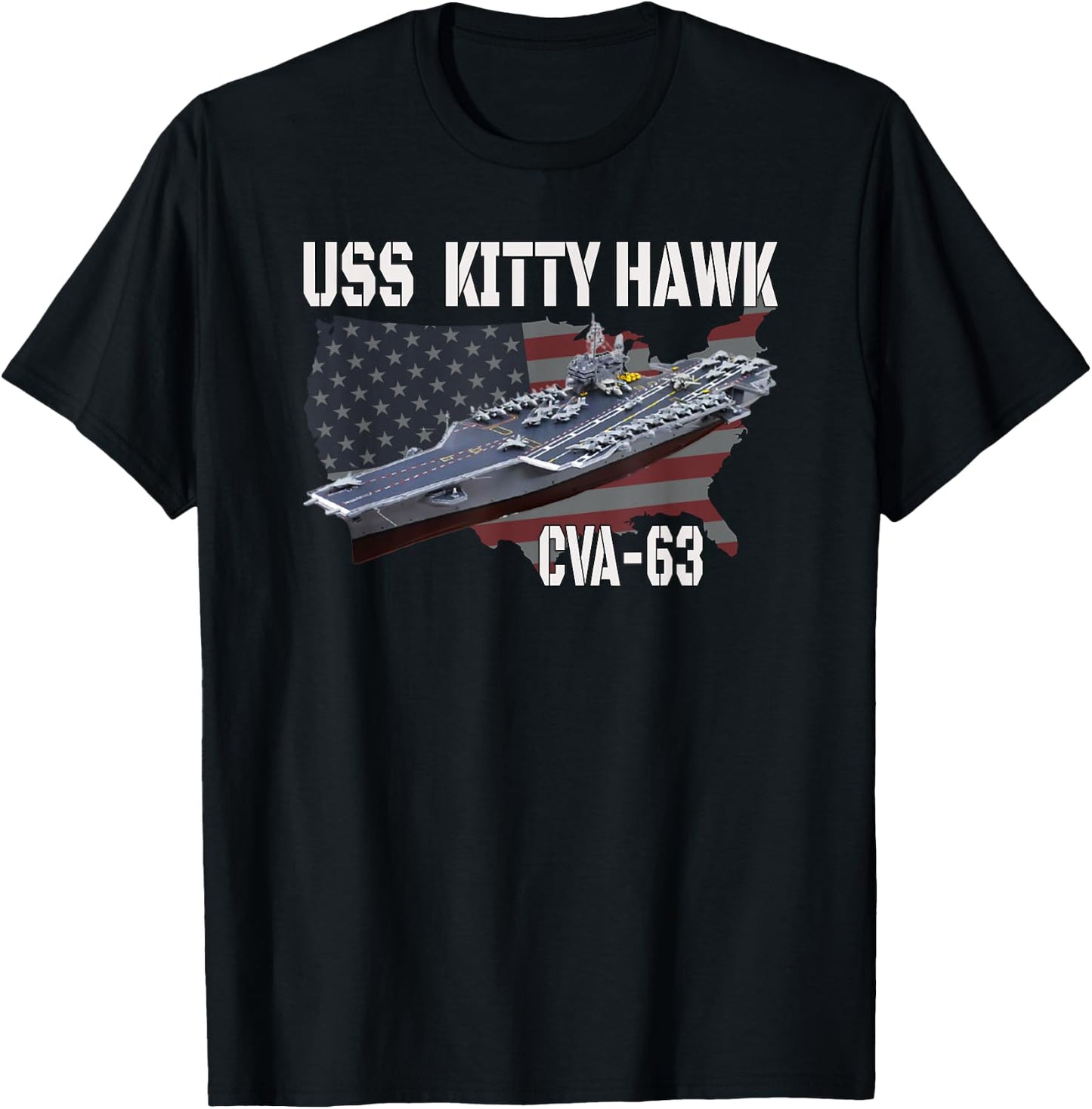 USS Kitty Hawk CVA-63 Aircraft Carrier Veterans Day T-Shirt - T-Shirt | Black