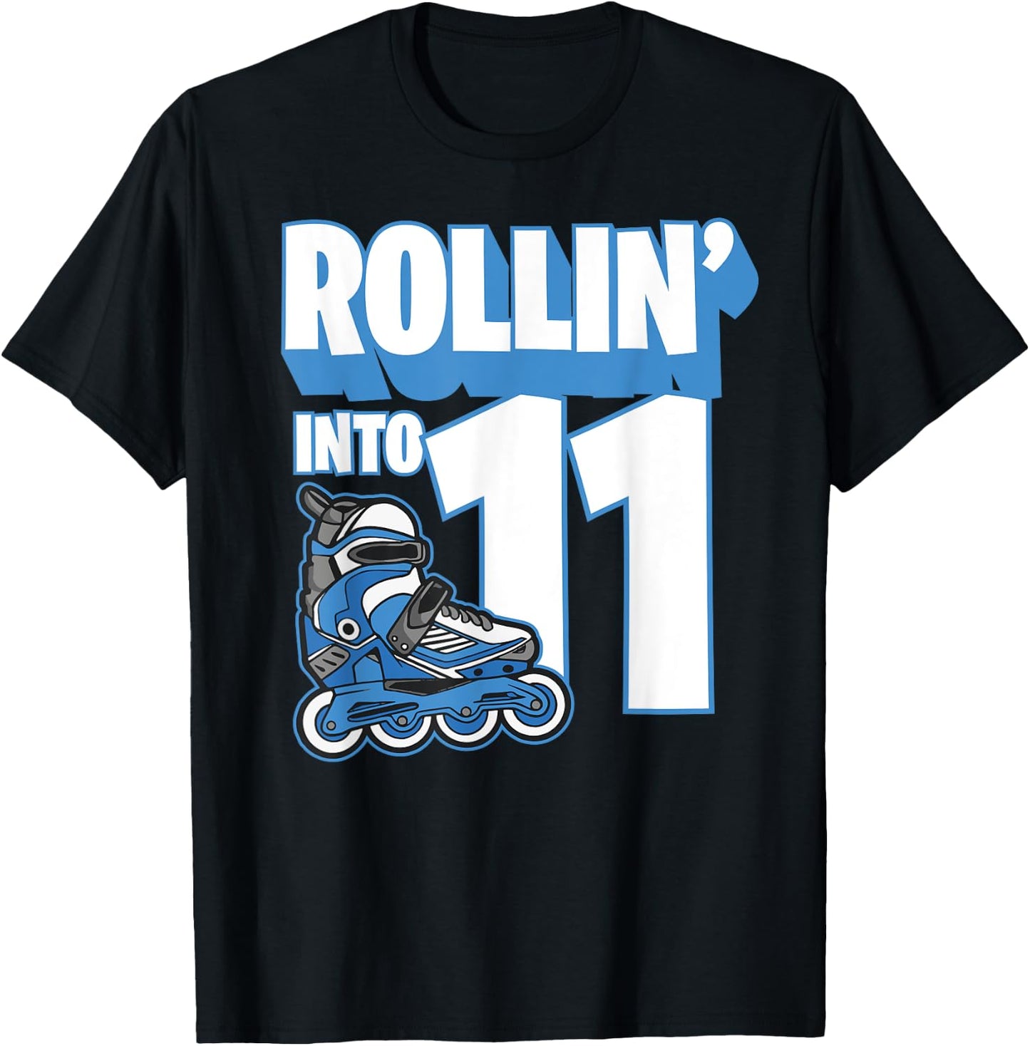 Rollin' into Birthday Roller Skating 11th Birthday Boy Kids T-Shirt - T-Shirt | Black