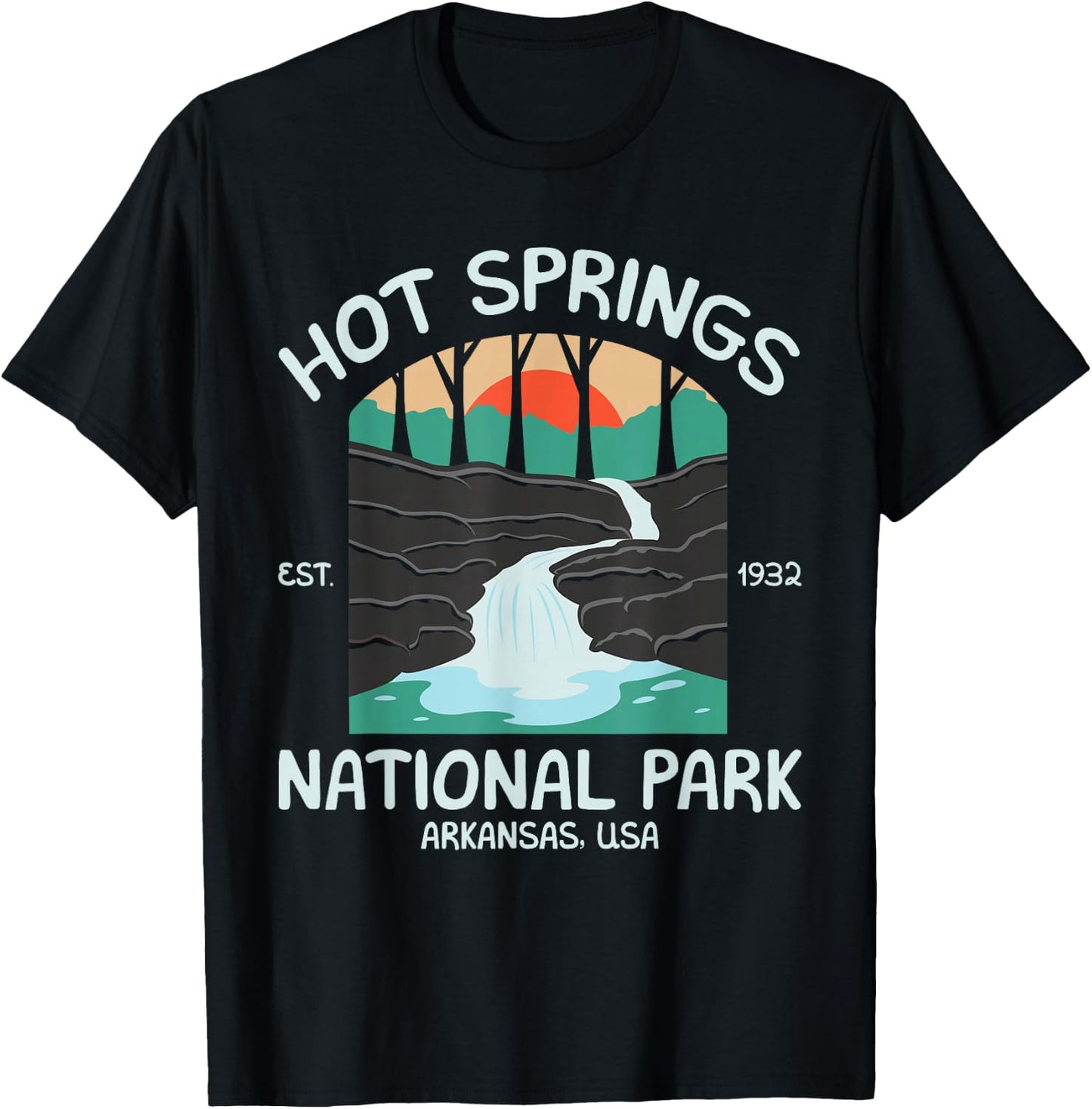 Hot Springs US National Park Arkansas Gift T-Shirt - T-Shirt | Black