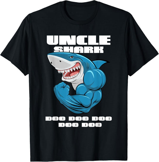 Uncle Shark Doo Doo Mommy Auntie Daddy Baby T-Shirt - T-Shirt | Black