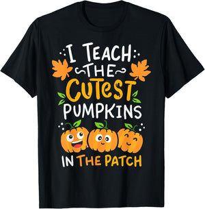 Teacher Halloween Pre-K Teacher Kindergarten Cutest Pumpkins Men Women Girls Kids T-Shirt - T-Shirt | Black