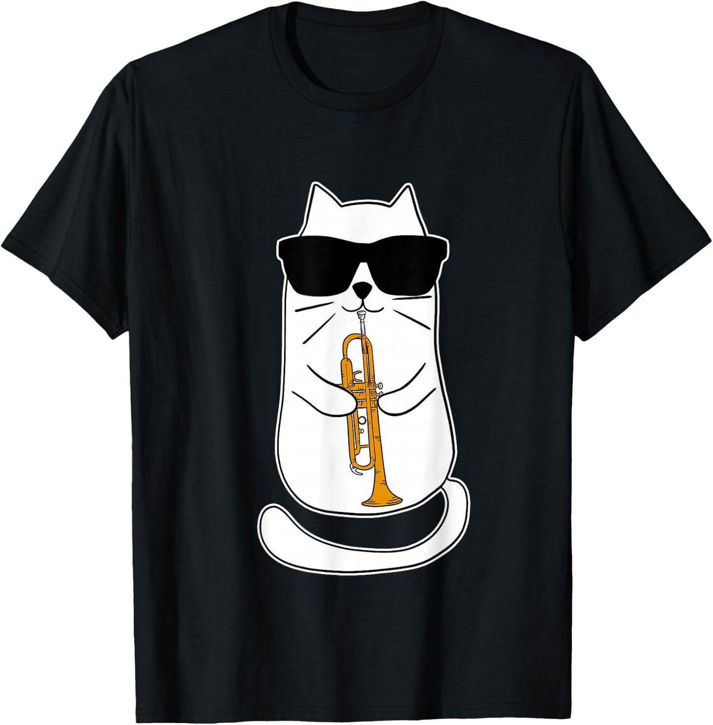 Trumpet Cat Funny Trumpet Player T-Shirt - T-Shirt | Black