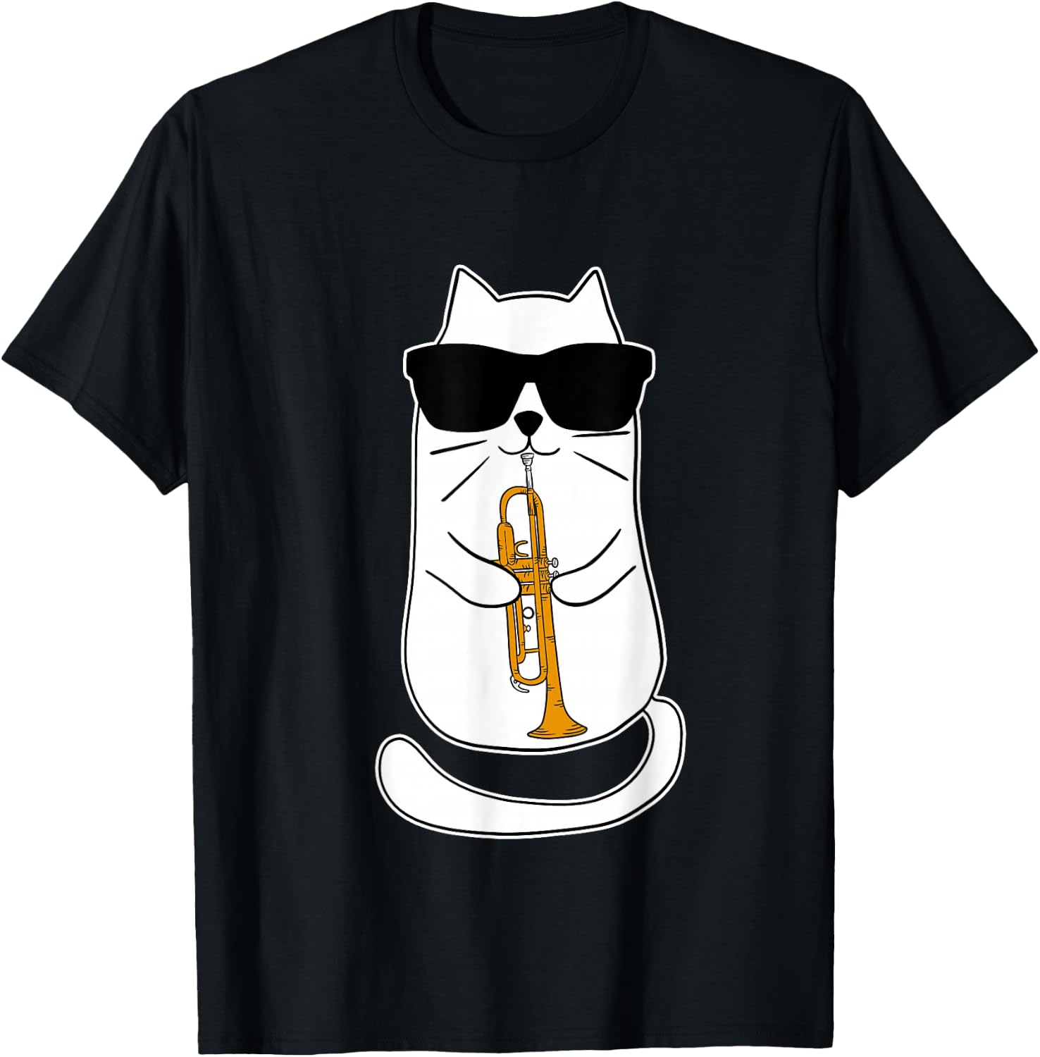 Trumpet Cat Funny Trumpet Player T-Shirt - T-Shirt | Black