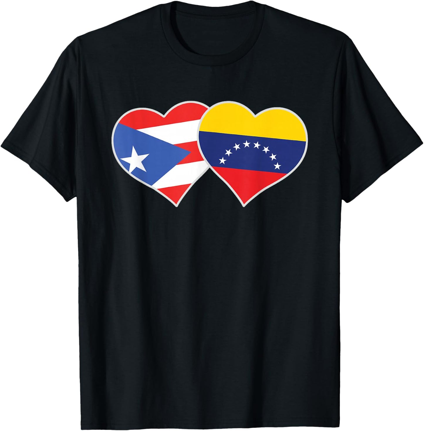 Puerto Rico Venezuela Flag Heart Puerto Rican Venezuelan T-Shirt - T-Shirt | Black