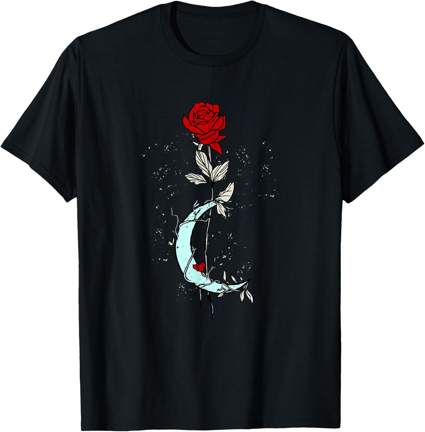 Rose Flower Moon Magical Gothic Goth T-Shirt - T-Shirt | Black