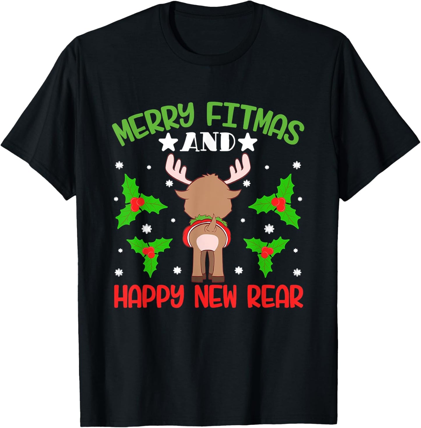 Merry Fitmas and a Happy New Year T-Shirt - T-Shirt | Black