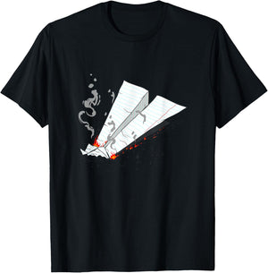 Paper Plane Crash T-Shirt - T-Shirt | Black