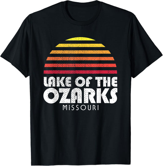 Lake of the Ozarks Missouri Retro Vintage Style Sunset T-Shirt - T-Shirt | Black