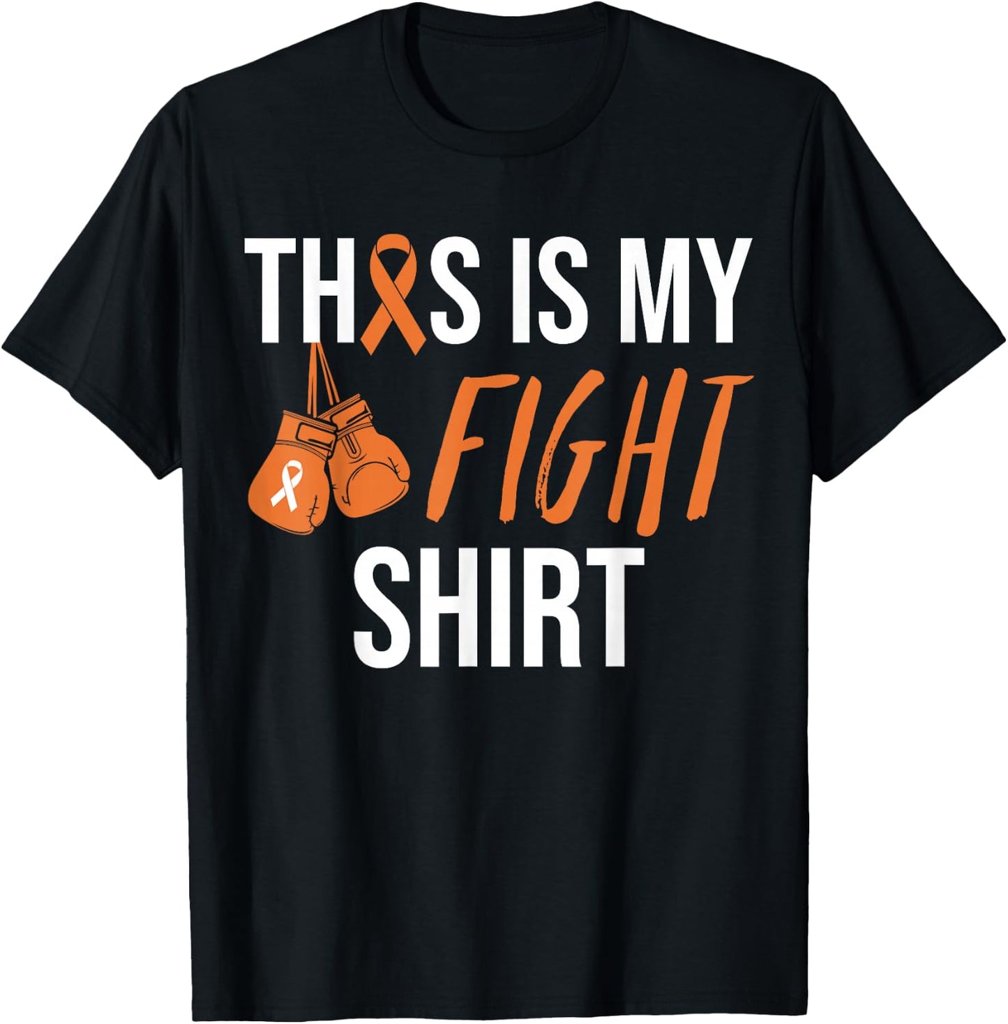Kidney Cancer Awareness Orange Ribbon T-Shirt - T-Shirt | Black