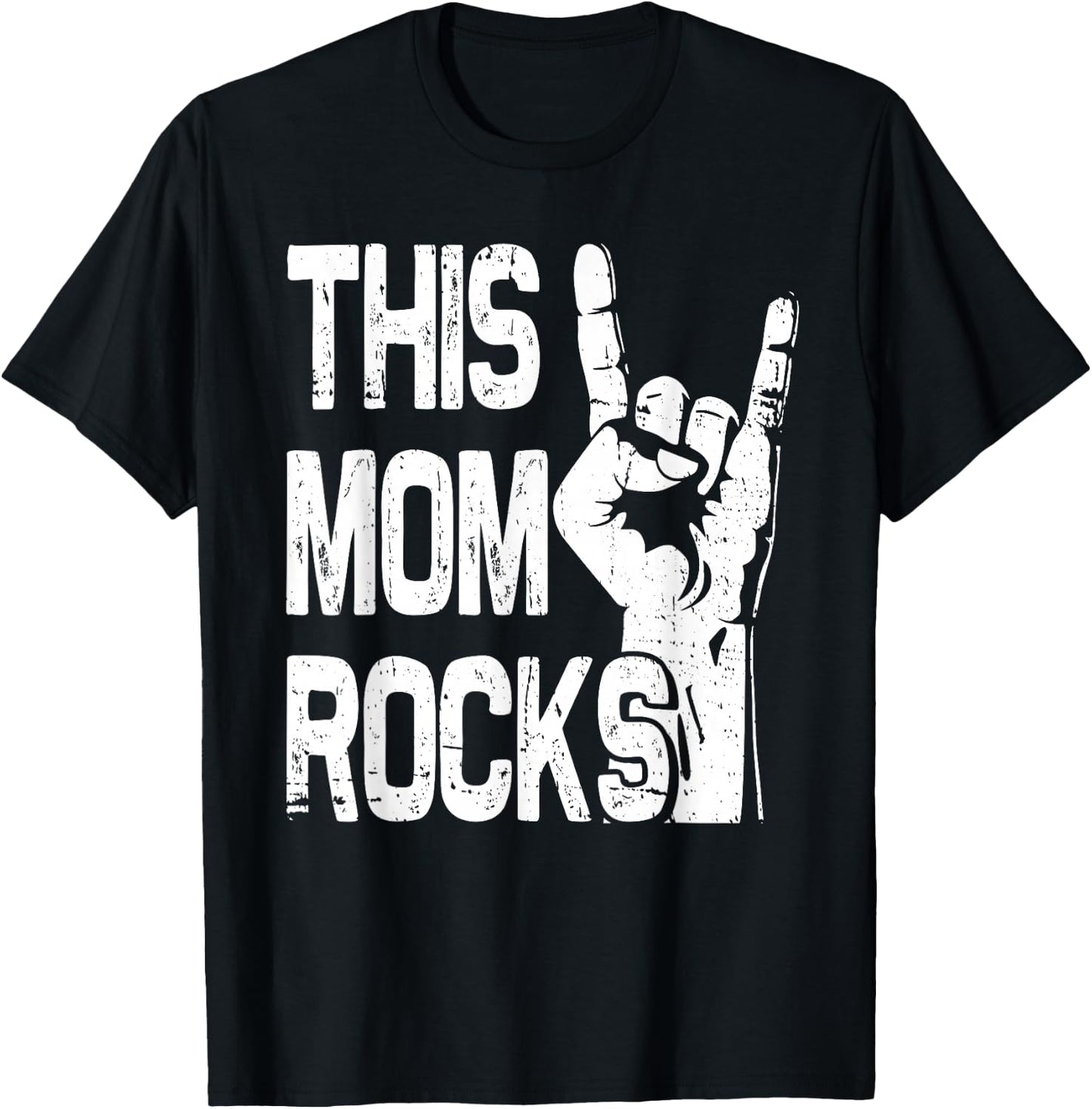Funny This Mom Rocks Rock n Roll Metal Grunge Mother's Day T-Shirt - T-Shirt | Black