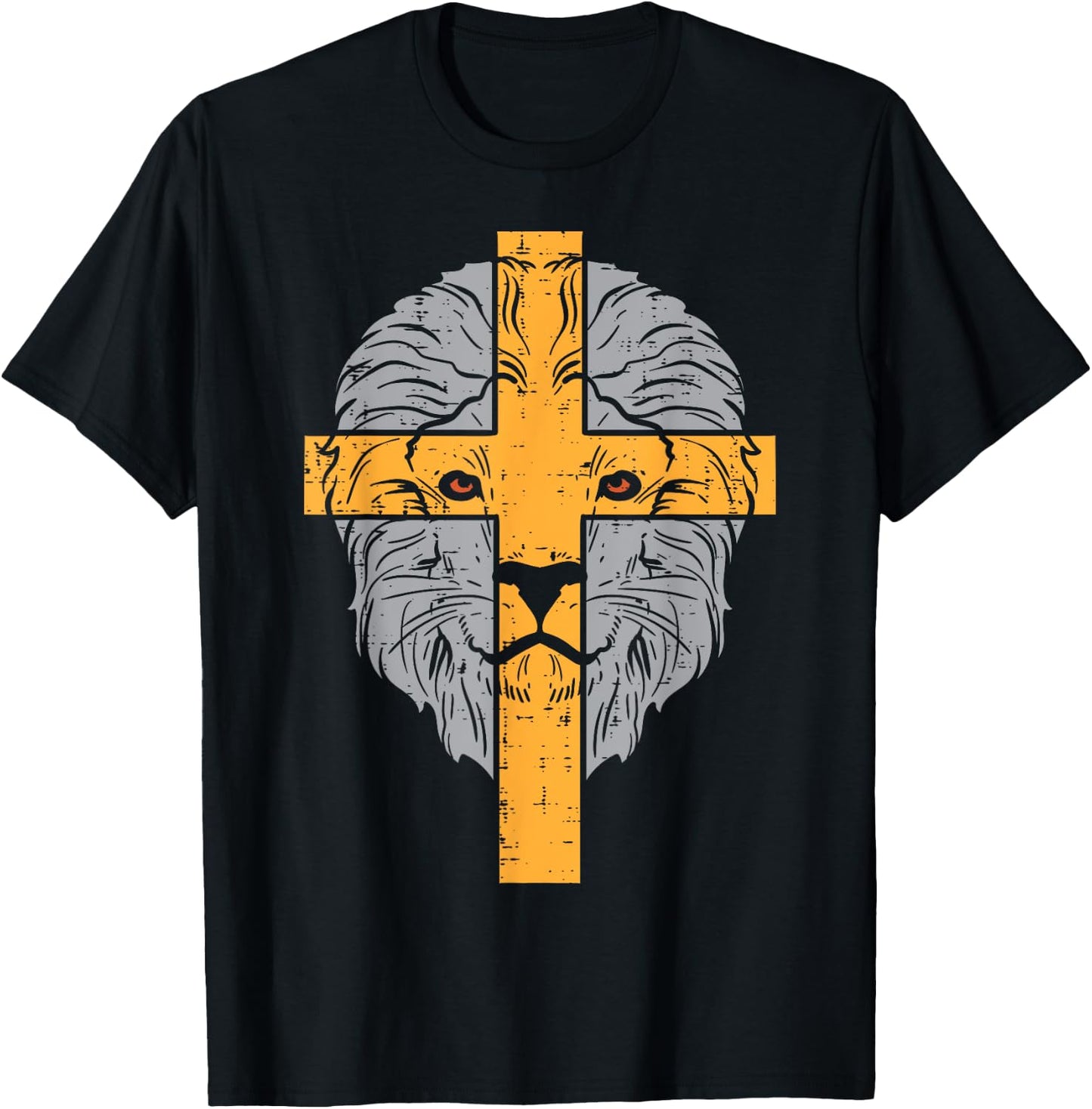 Lion Cross God Jesus Religious Christian Men Women Kids T-Shirt - T-Shirt | Black