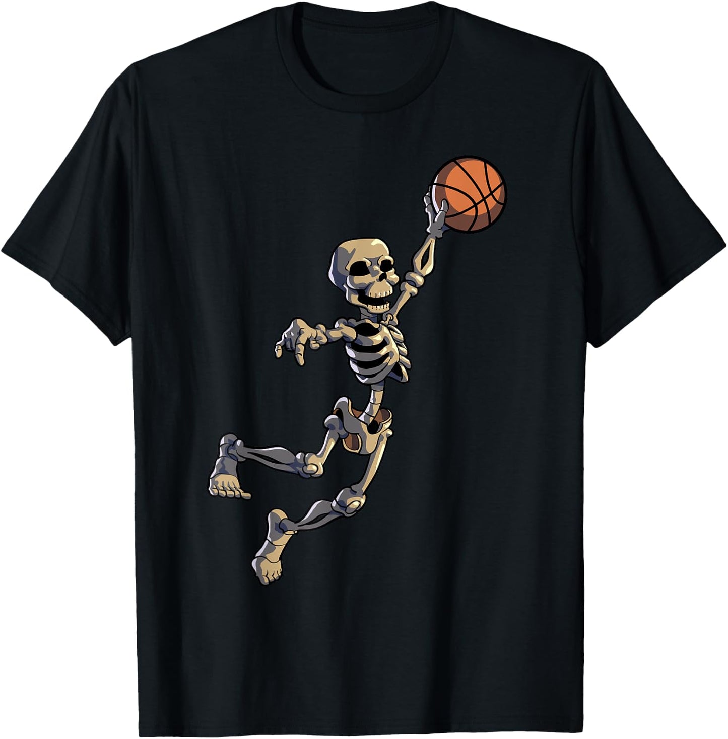 Basketball Skeleton Halloween Men Boys Basketball Halloween T-Shirt - T-Shirt | Black
