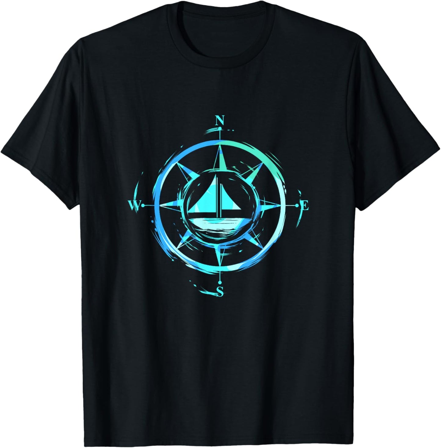 Sailboat Compass Design for Captain Skippers and Sea Lovers T-Shirt - T-Shirt | Black