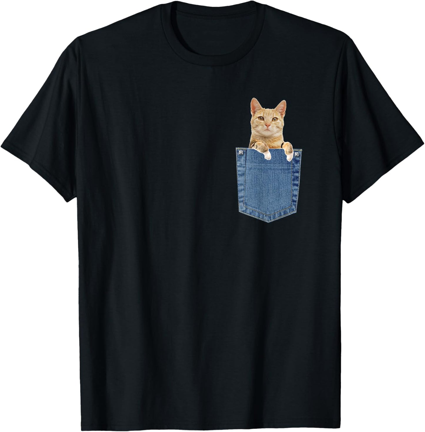 Cat in Pocket Shirt T-Shirt - T-Shirt | Black